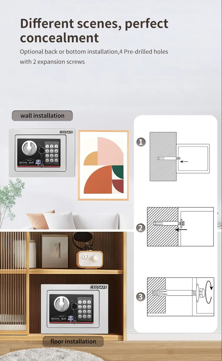 CEQSAFE High Quality Small Size Hotel Room Safe Box Mini Money Safety Box details