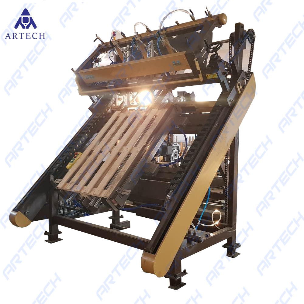 Full Automatic Stringer Nailing Stacking Wood Pallet  Making Machine