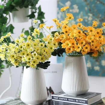 Spring Yellow Daisy Mini Chrysanthemum Cut Flower Artificial Daisy Bouquet For Home Decor