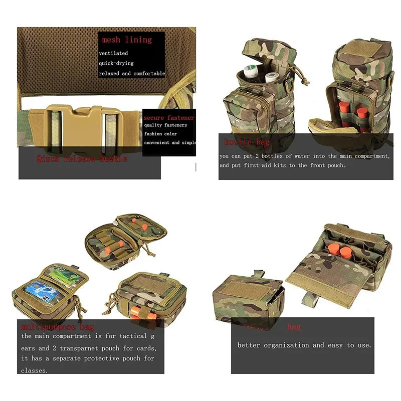 Tactical Waistband Hunting Waist Security Gadget Pouch Waist Bag with Pouches Multi Functional Carrying Equipment Belt