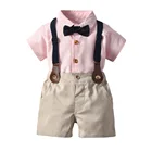 Toddler Baby Boy Clothing Set Gentleman Short Sleeve Shirt+Suspender Shorts 2PCS Outfits Newborn Boy Clothes shirt Set Two-piece
