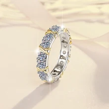 Personality Fine fashion Jewelry Full Diamond couple rings S925 sterling silver VVs1 Moissanite ring Band of Wedding Engagement