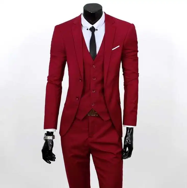 Terno novo masculino vestido de três peças slimwedding vestido de