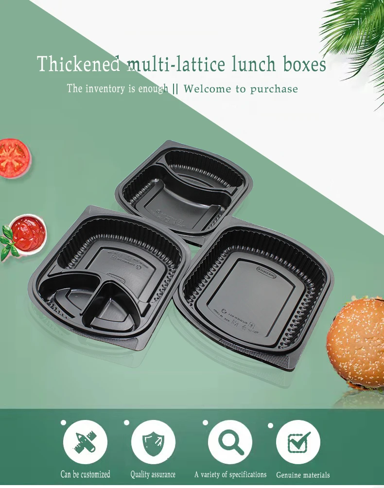New Style Disposable 1 2 3 Compartment Plastic Lunch Box Fast Food
