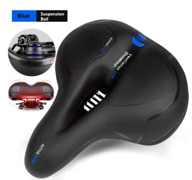 Sillín De Bicicleta Ergonómico CDYWD – Muy Ancho, Con Muelles Absorbentes Y Superficie De Cuero PU Impermeable