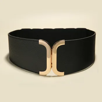 Fashion Custom Korean Style Buckle Elastic Wide Belt Luxury Designer Waist belt Leather Dress Belts for Women