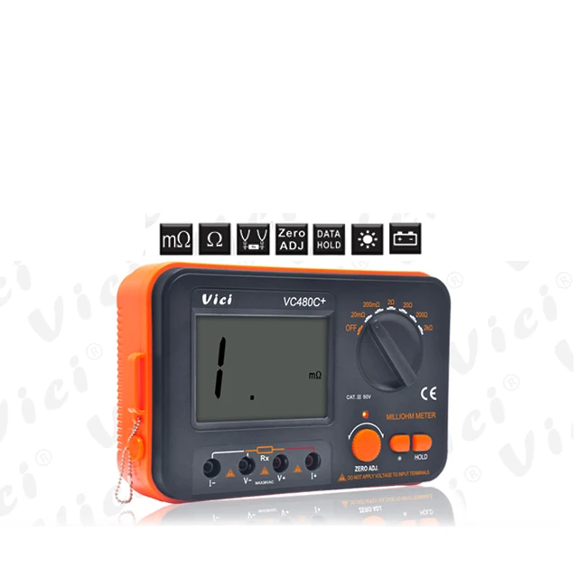 Milli-ohm Meter VC480C LCD Backlit 4 Wire Test Low Resistance