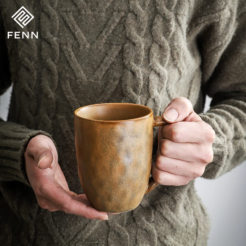 product fenn household nordic matte reactive color glazed ceramic coffee tea cup porcelain mug retro pottery gift mug-62