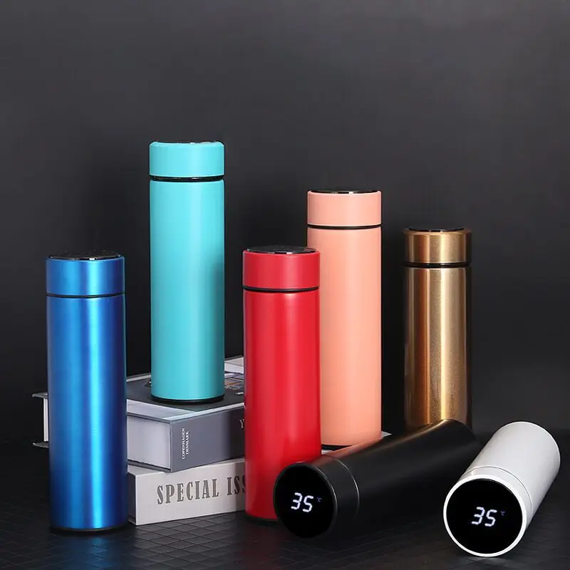 Вакуумный умный термос 17 унций с напоминанием, термос с цифровым светодиодным дисплеем температуры, чашка из нержавеющей стали, умная бутылка для воды