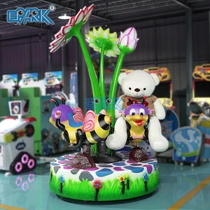 Indoor 3-Seats Bee Carousel Merry Go Round Plastic Outdoor Amusement Park Ride Equipment for Kids Playground Model Pattern