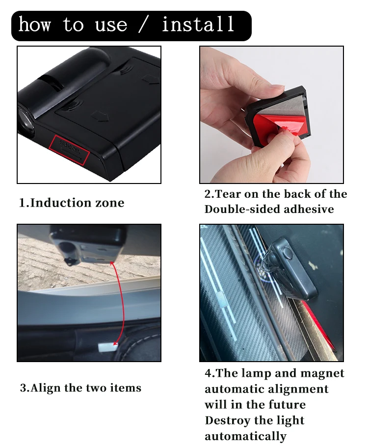 Courtesy Step Auto Universal Wireless LED 3D Shadow Projector Courtesy Step Lights ...