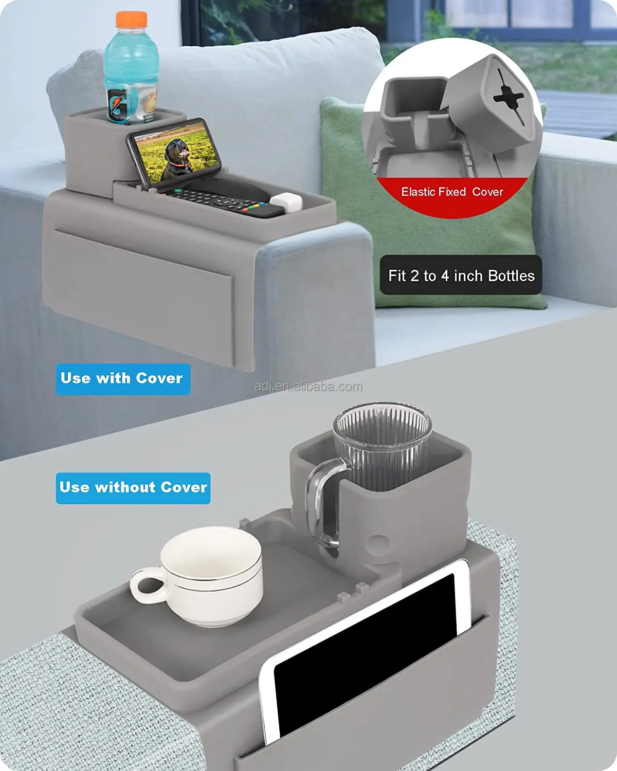 Silicone Couch Cup Holder With Side Storage Silicone Sofa Arm Cup