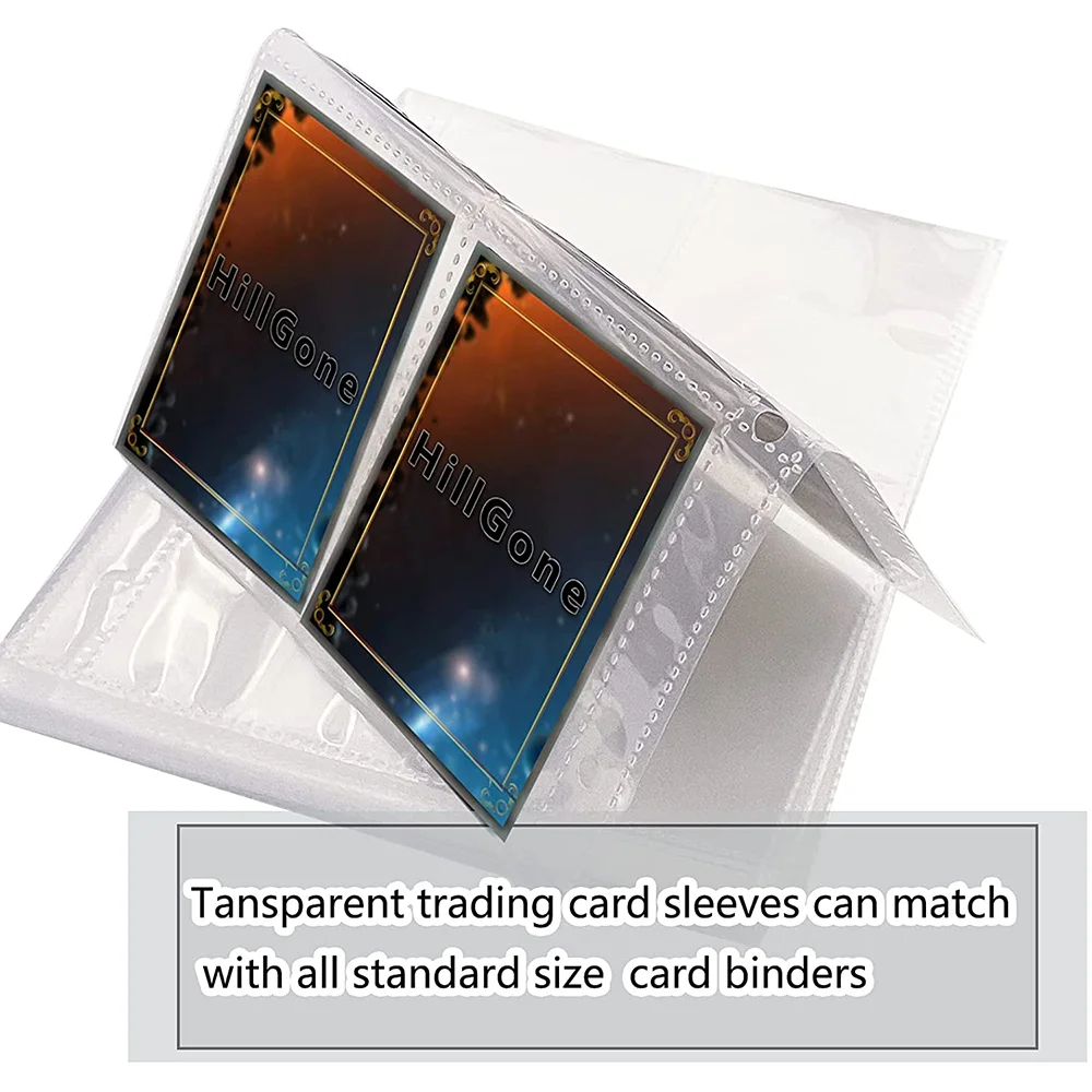 4 Pocket Trading Card Sleeves Pages 8 Sleeves Per Page for 3 Ring Binder Card Sheets for Standard Size Cards