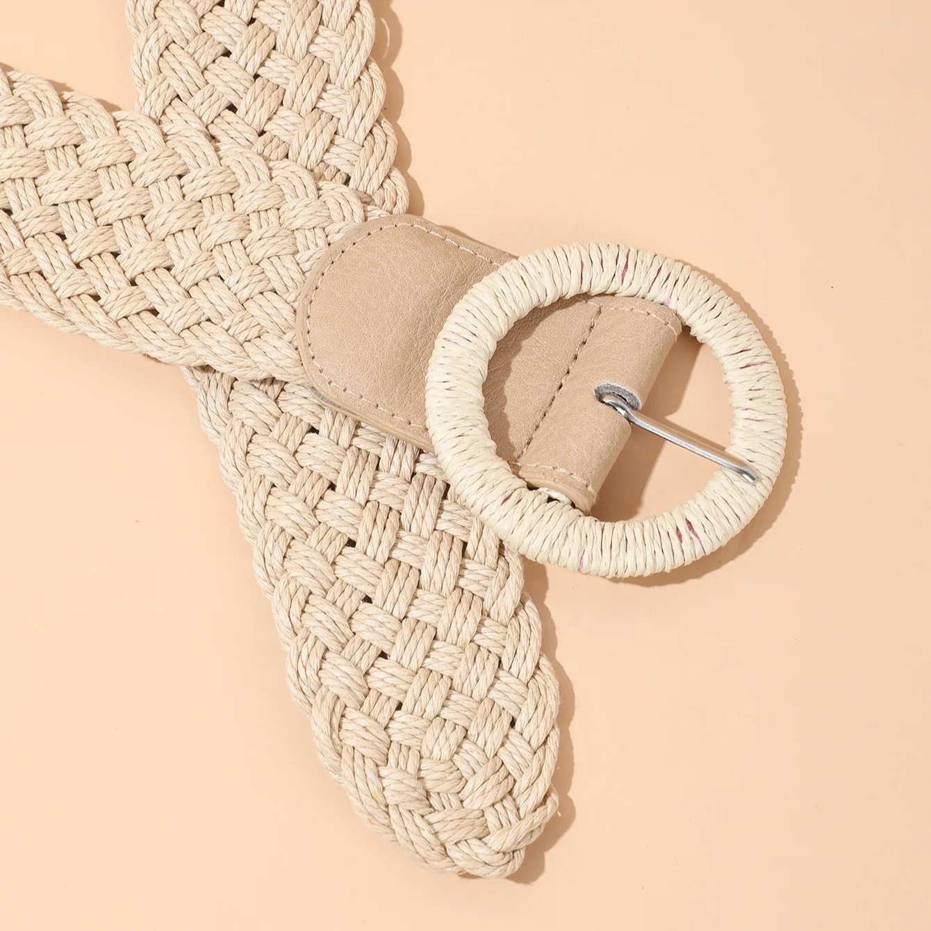 Wholesale New Bohemian Style Lady Braided Waist Belts Pin Round Buckle Straw Woven Belt Summer Jute Hemp Rope Belts