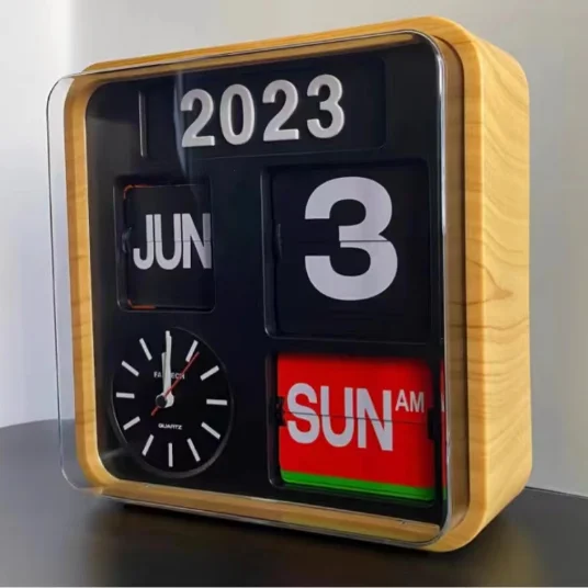 Flip Clock Vintage Bureauklok, op Batterijen Werkende Interne Klok met Sfeerverlichting, Mechanische Digitale Flip-bureauklok, Retro Flip-down Klok