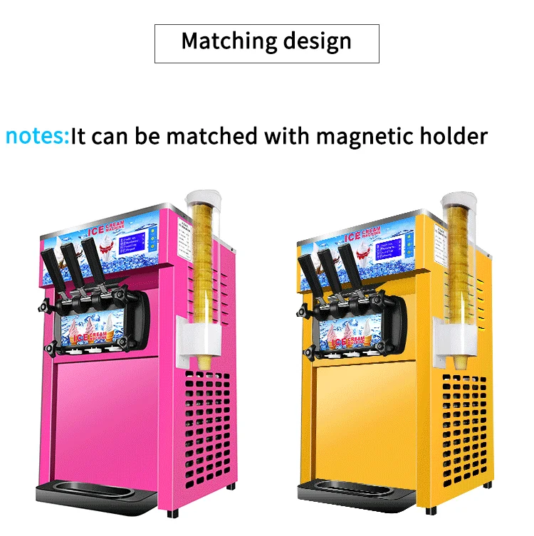 Table Top Mini Soft Serve Ice Cream Machine Double Bucket Three Flavors Ice Cream Roll Machine