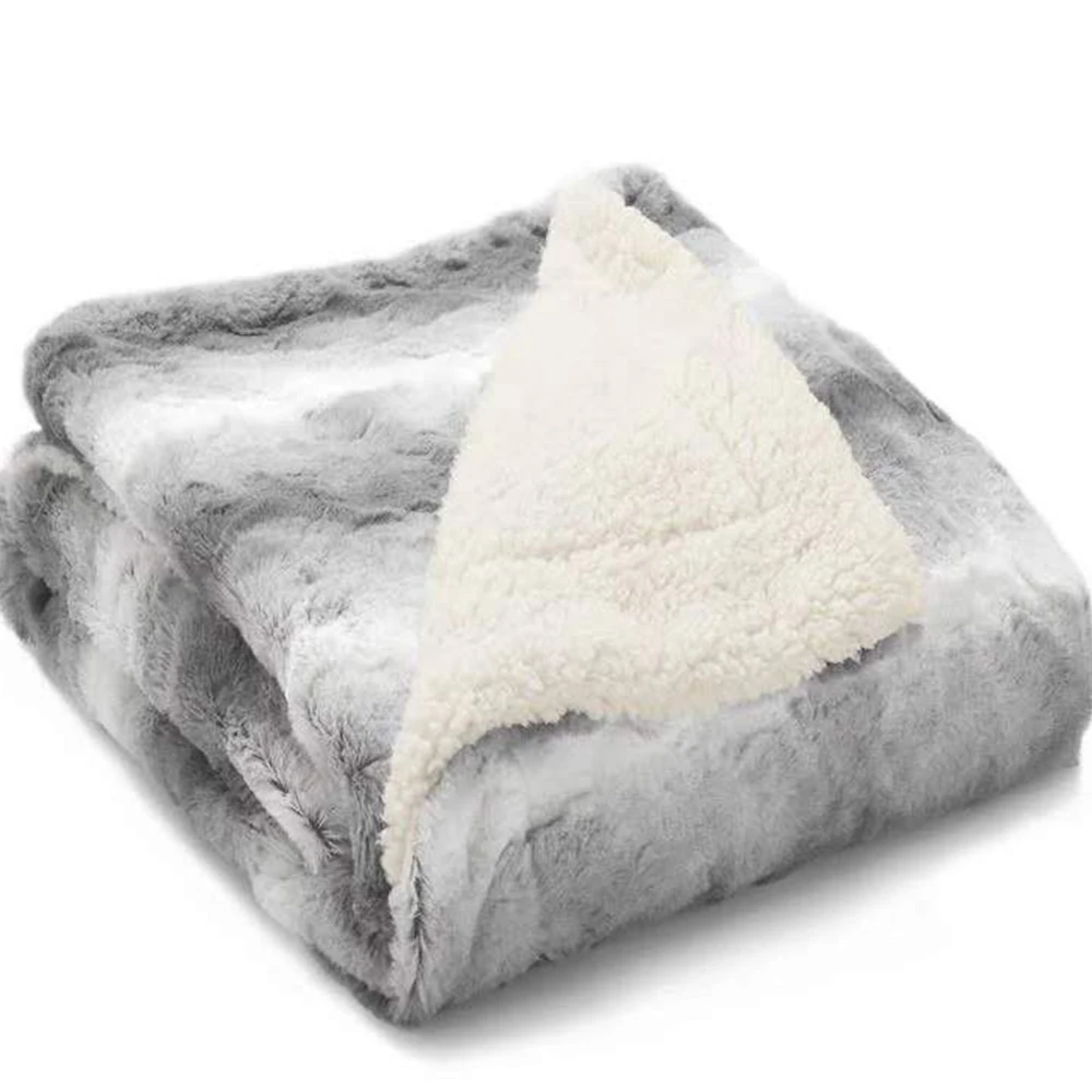 Fluffy Soft Solid Fleece Throw Blanket Anti Dust Mite Sherpa Plush Warm Faux Fur Thick Knitted 100% Polyester Customizable