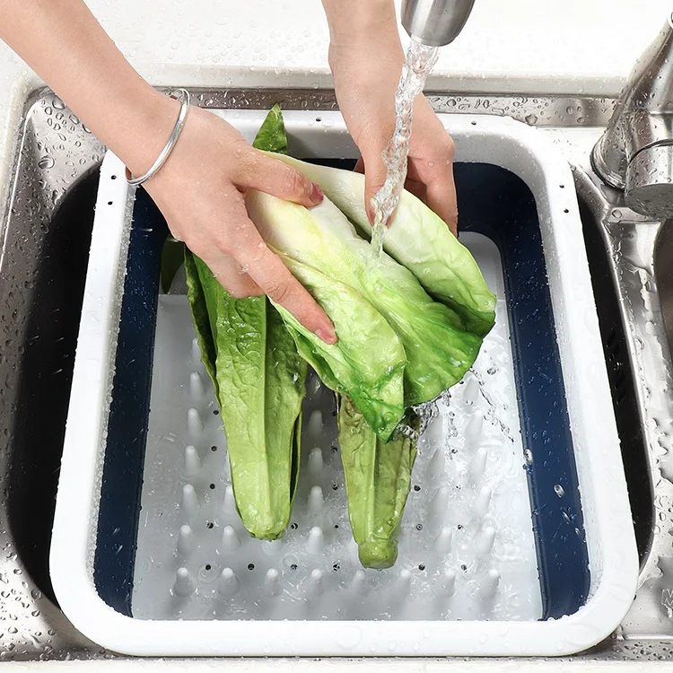 Kitchen Accessories Collapsible Foldable Plastic Rectangular Sink Wash Dish Drainer Drying Rack Basket Utensils Tools