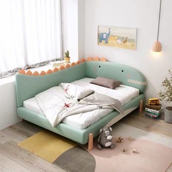 Synthetic Leather Cartoon Children Beds Modern Solid Wood Kids Bed for Kids Bedroom Furniture