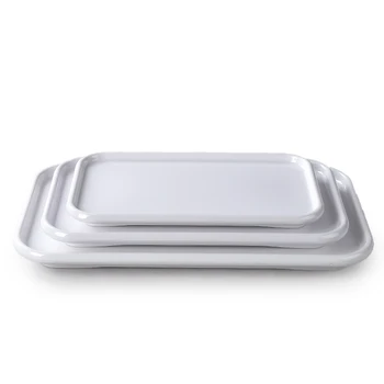 Customized size melane unbreakable dinner plates set with white rectangular breakfast plates western dinnerware