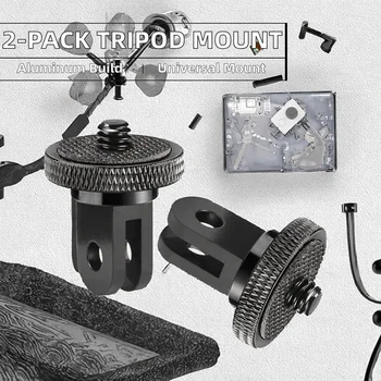 2 Pieces 1/4"-20 Inch Aluminium Adapter Tripod Mount Go Pro Insta360 Action Cameras for SJCAM SJ4000 for Xiaoyi detail image