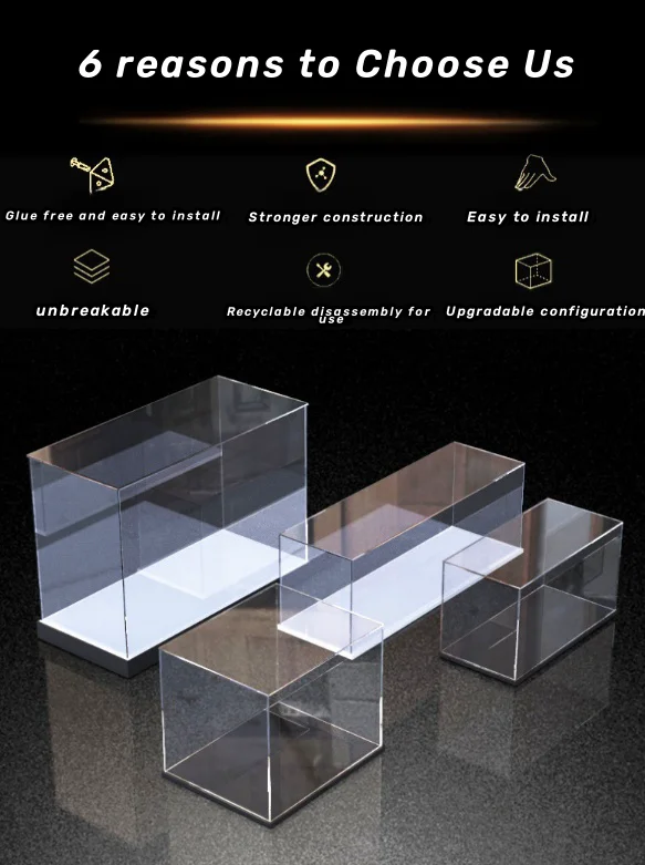 Clear Acrylic Display Case Assemble Collectibles Box Alternative Glass ...