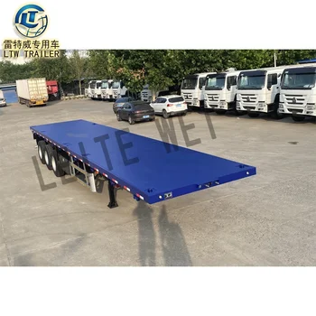 3 Axle 20ft 40ft Container Chassis Transport Flat Bed Flatbed Semi ...