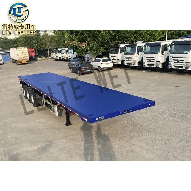 3 Axle 20ft 40ft Container Chassis transport Flat Bed Flatbed semi Trailer For Sale