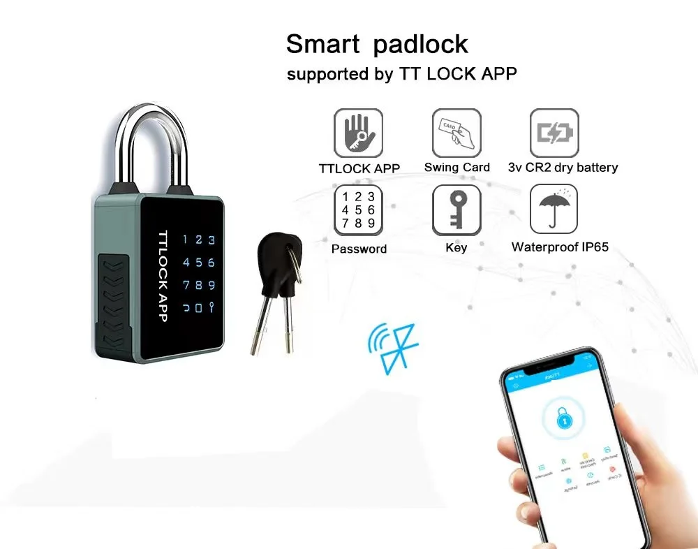 High End Tuya Ttlock Smart Padlock with Key Waterproof Nfc Padlock