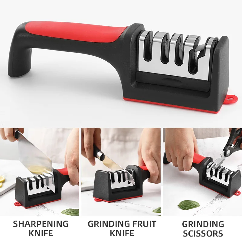 Knife Sharpener, 4-in-1 Kitchen Knife Accessories, Manual