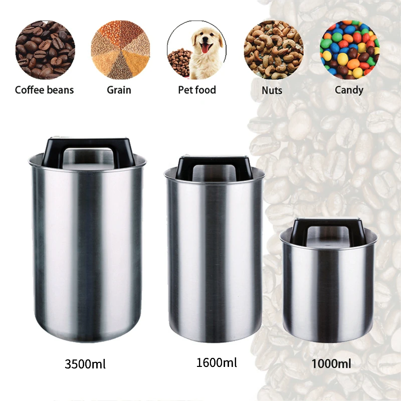 High Grade Stainless Steel Kitchen Food Storage Jar Airtight Stainless Steel Coffee Bean Storage Container