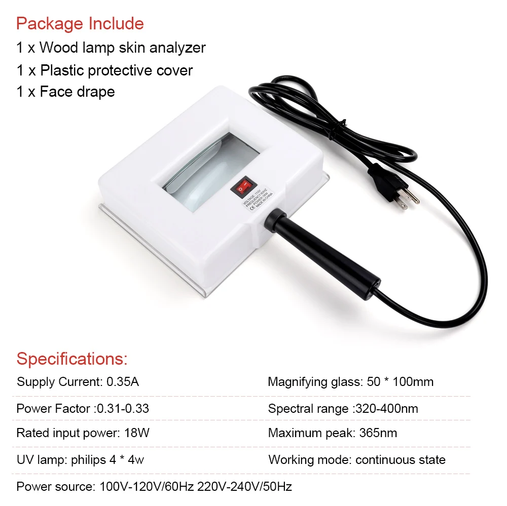 Beauty Salon Handheld Portable medical woods lamp / lamp wood skin analyzer