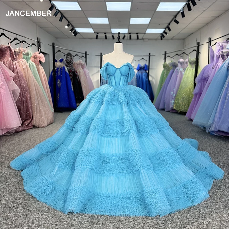 Arabic Party Dresses Tiered Cloud Prom Dresses Long Vestidos De Festa Blue  Dubai Kaftan Celebrity Dress Evening Gowns Dy5649