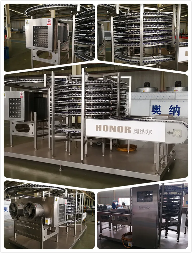Food grade spiral freezer for meat and seafood processing