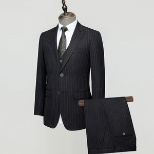 New Bump Collar Single-breasted Striped Two-piece Business Professional Breathable Comfortable Best Man Groom Suit