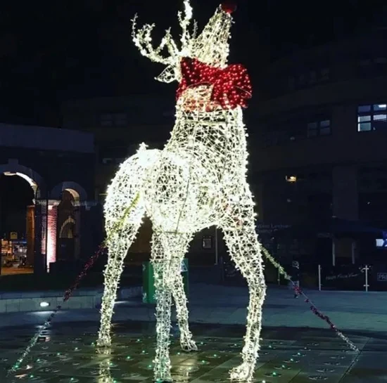 クリスマスLED 3D鹿モチーフライト - アクリル製・多色・カスタマイズ可能