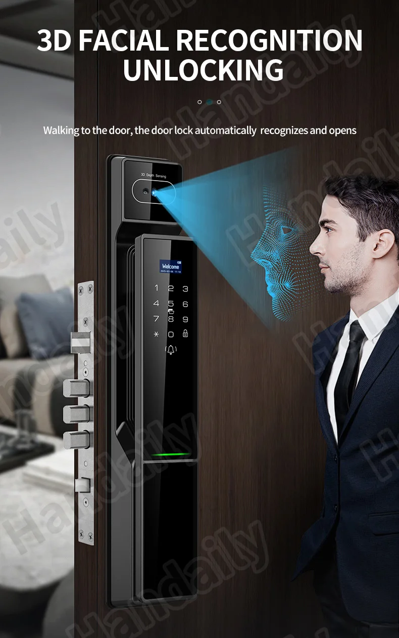 waterproof tuya 3d face recognition smart lock biometric fingerprint with video call function for gate digital door lock p60-2