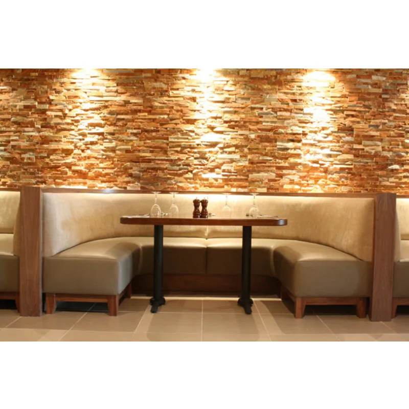 Light Luxury Commercial Coffee Shop Fast Food Restaurant Furniture Set Semi Circle U Shape Wood Table and Booths Sofa
