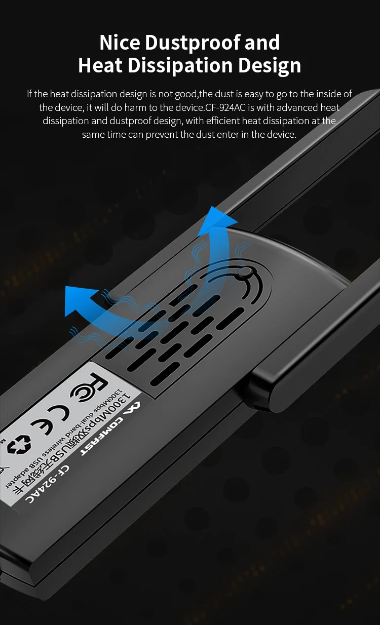 Comfast CF-926AC V2 1300 Мбит/с беспроводной Wi-Fi адаптер USB3.0 приемник MT7612U 2 4 г/5 8 ГГц сетевые карты Linux Wins