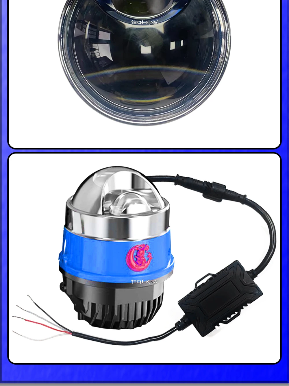 TECH-KING Universal 3inch 136W Bi LED projector lens fog lights Retrofit kit For Toyota For Nissan For Honda laser fog light