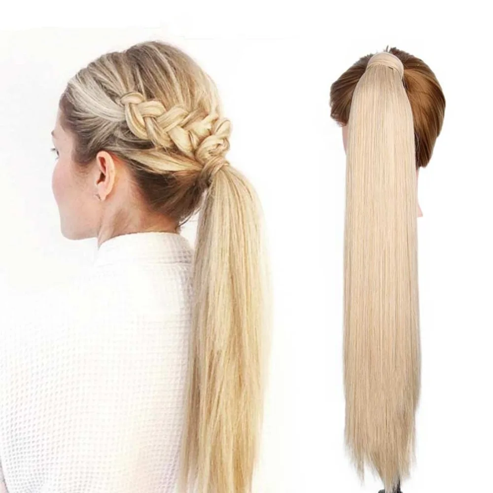 Недорогой длинный прямой конский хвост MYZYR, накладные волосы с зажимом, 23 дюйма, хвост, Курчавый, прямой, длинный цвет, в наличии