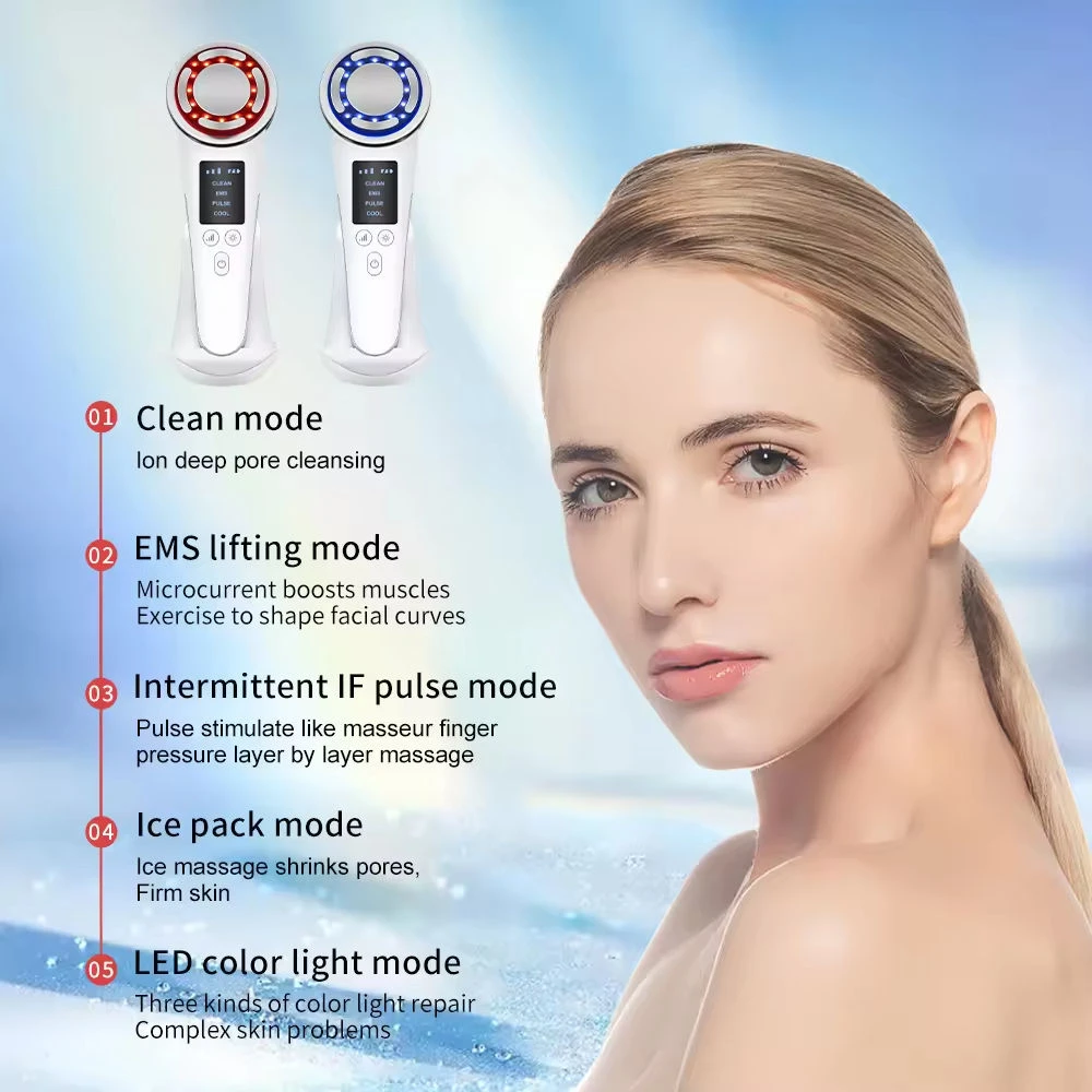 New Product Micro-current Galvanic Machine Vibration Facial Massager Home  Use Beauty Equipment Hot Cold Skin Care Face Massager
