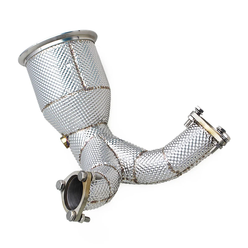 Factory Free Flow Downpipe For Audi S4 / S5 B9 3.0T 2019-2023 Heat Shield Exhaust Pipe Stainless