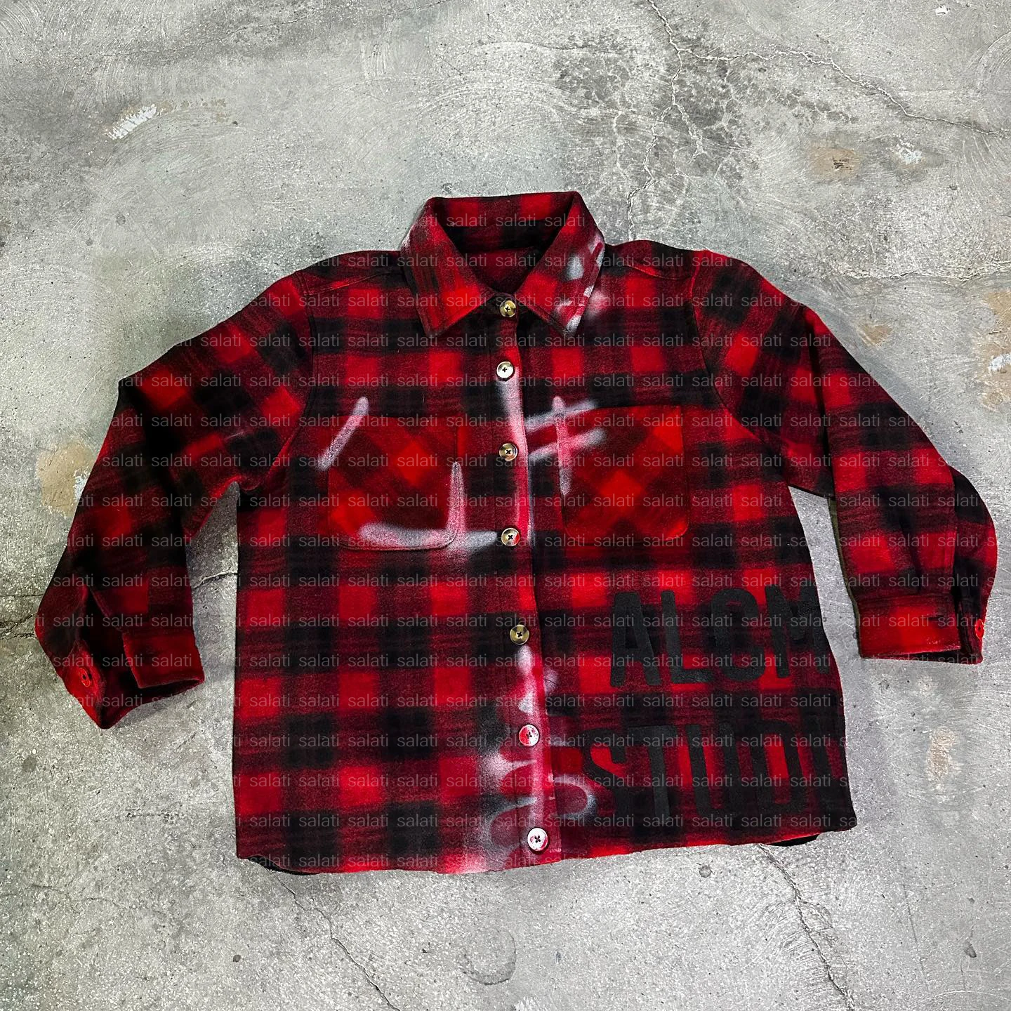 Custom Hip Hop Streetwear T-shirt Long Sleeve Printed Oversize Thick Collar Button up Vintage Plaid Check Flannel Shirts for Men gallery 2