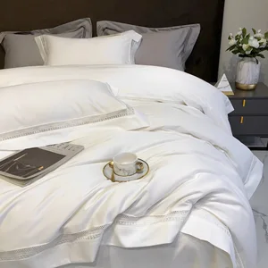 Customized logo Like Mulberry Silk 100% Bamboo Sheet Set 60S 300TC Luxury Bamboo Bedding Set  with Deep Pocket and Pillow case