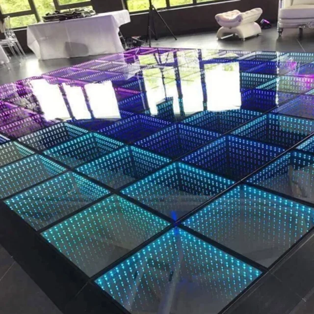 LED 3D Abyss Mirror Nightclub Disco Party DJ Floor Dance Floor 3D Infinity Mirror Club Decorative Mille Layer Mirror Light