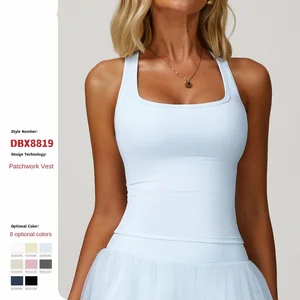 Yoga Top Soft Brushed Workout Tank Built-in Support and Fashion Back Design Quick Dry Fitness Top for Women Sports Wear Top