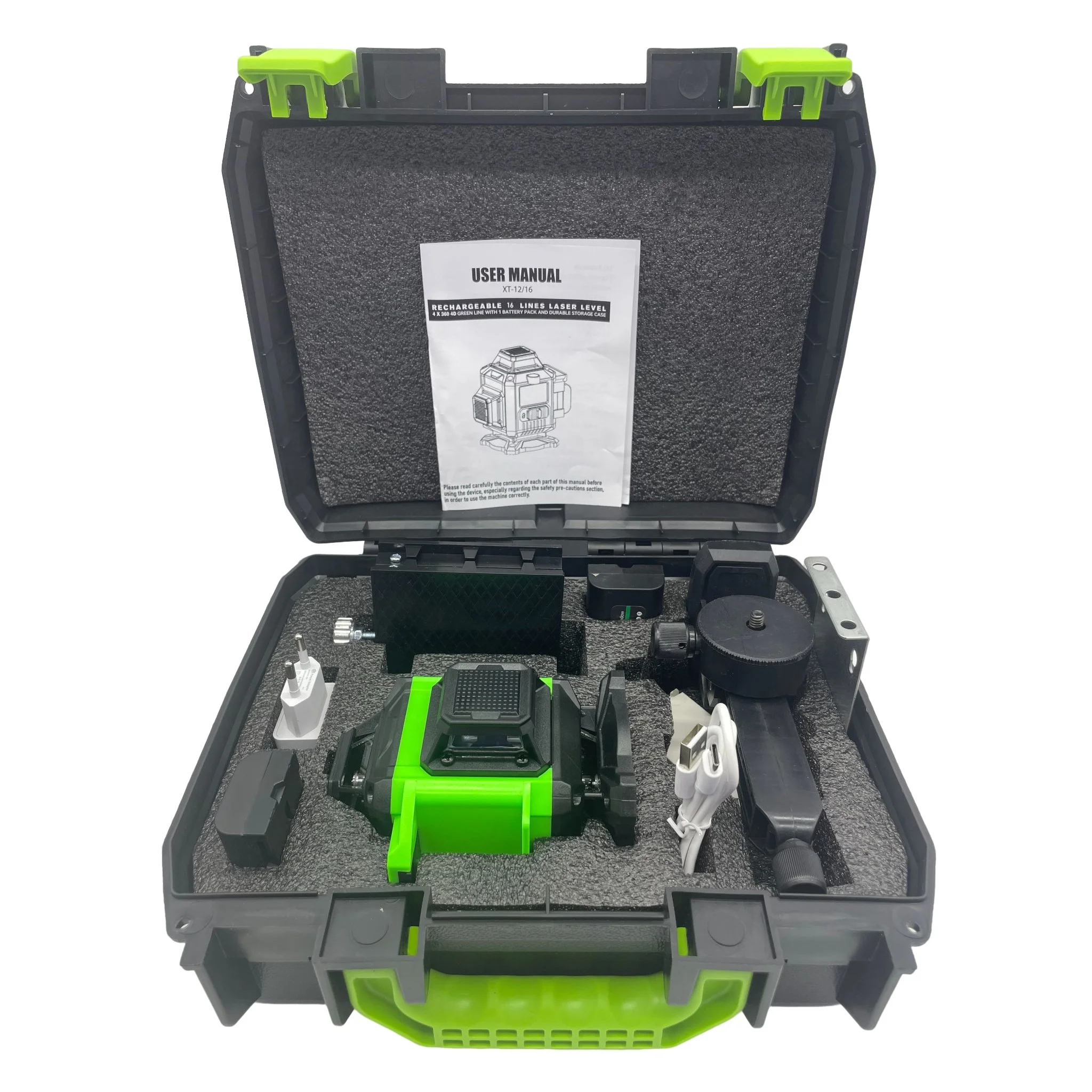 Niveau Laser Vert 4D Professionnel - 16 Lignes 360°, IP54, Télécommande