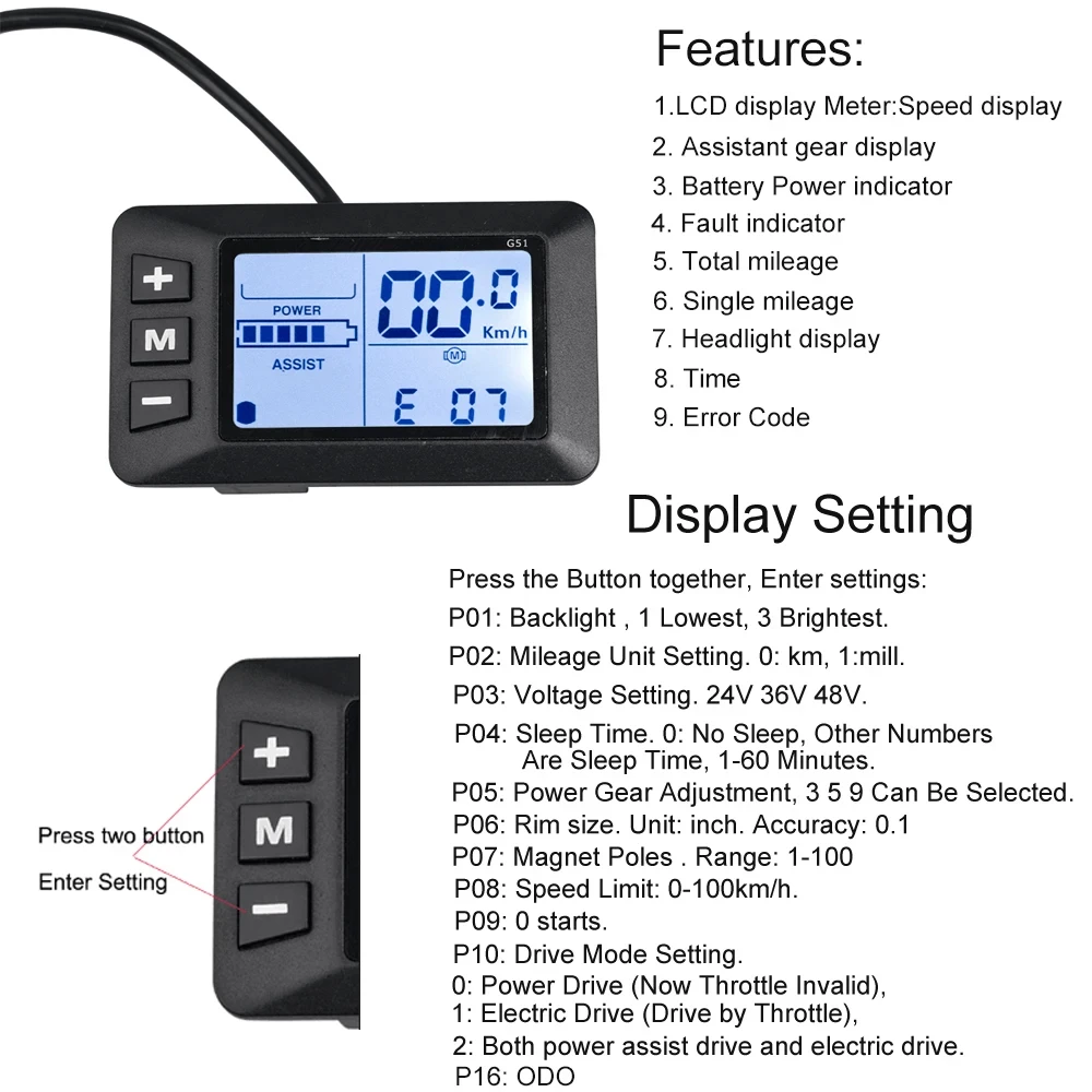 Keenso S866 LCD-Scherm Elektrische Fiets Meter, S866 LCD-Schermmeter