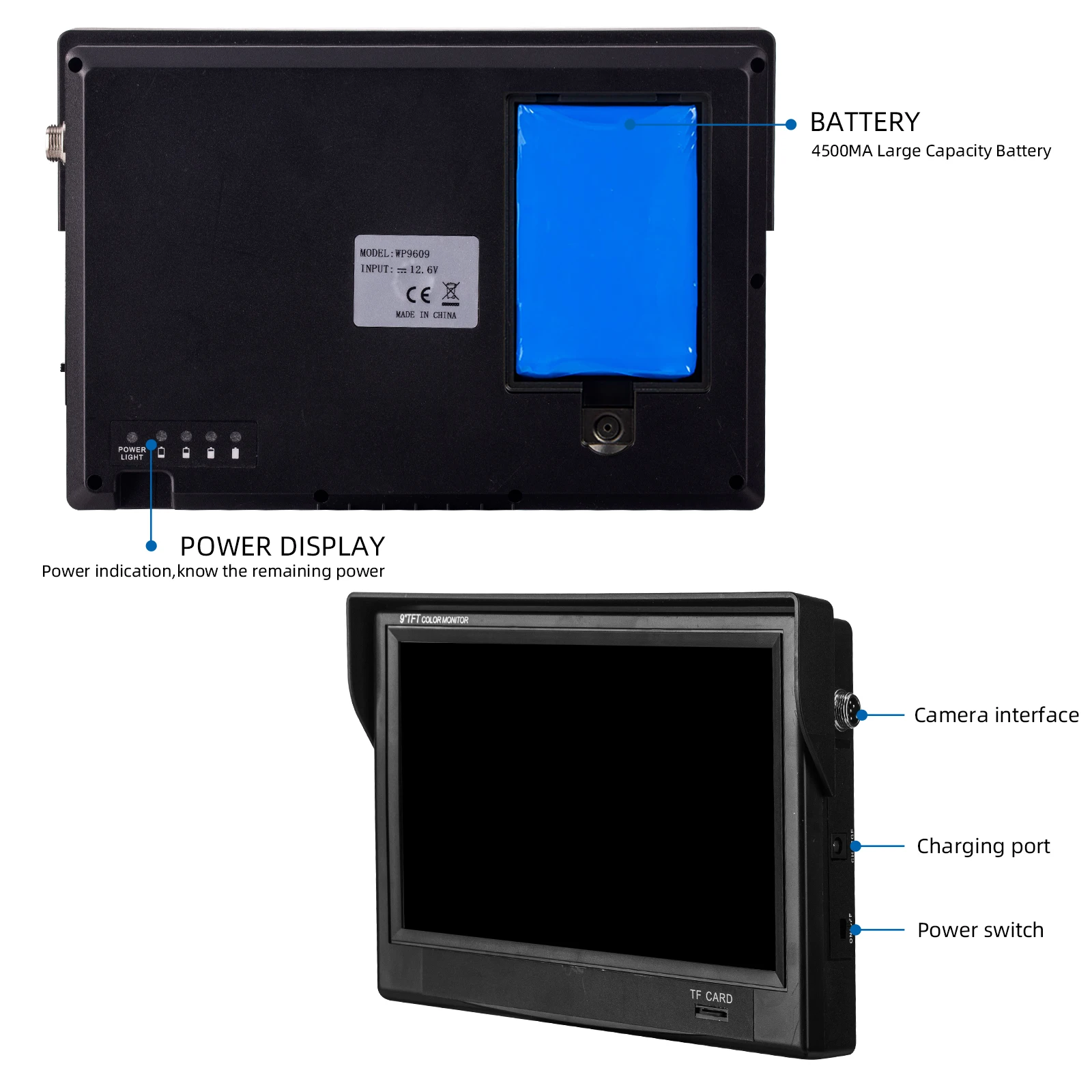 9Inch HD1080P Touch Screen Sewer Camera with 512Hz Sonde&Self-leveling&Meter Counter for Home pipeline Inspection details